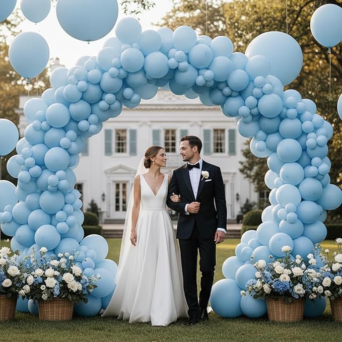 Patimate Light Blue Balloons - 100pcs 12 Inch Pastel Blue Latex Party Balloons for Birthday Graduation Baby Shower Gender Reveal Wedding Anniversary Party Decorations
