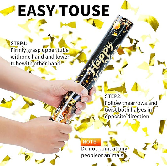 16 inch New Years Eve Party Supplies 2026 Confetti Poppers,Golden Confettis Cannons Bulk with Gold Paper &Cup Design for Xmas Party Favor Supplies New Year's Eve celebration