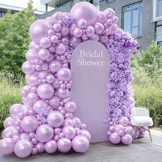 Pearl Purple Balloons Double Stuffed Purple Balloons Light Lavender Lilac Balloon Arch Different Sizes 18/12/5in Balloon for Birthday Bridal Baby Shower Fairy Butterfly Party Decor