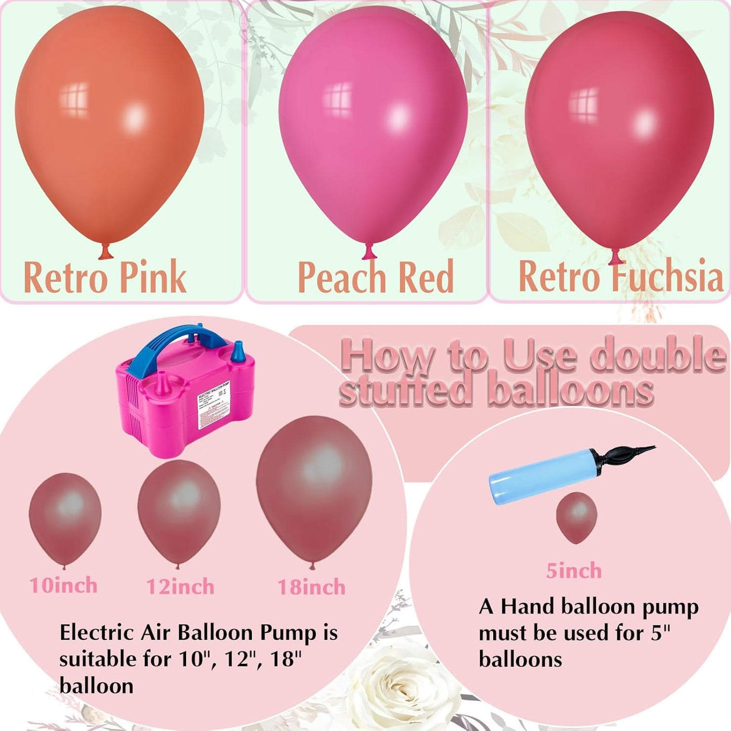 Rose Red Balloons, Scmdoti Fuschia Pink balloons Balloons Different Sizes 18 12 10 5 Inches, Pink Red Balloon Garland Arch for Boho Party Birthday Baby Shower Bridal Shower Decorations(Rose Red)