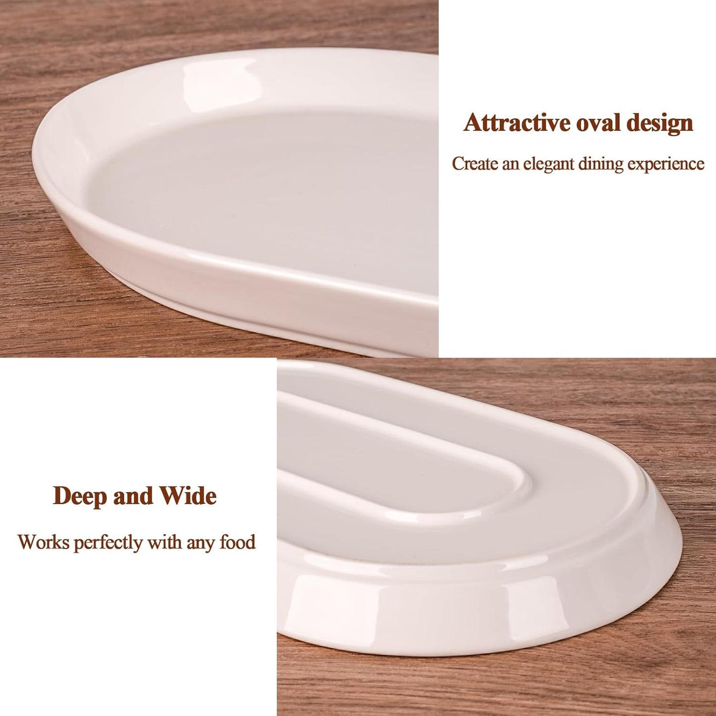 14" Oval Serving Platter - Ceramic Large Serving Platters, Oval Serving Plates For Entertaining, Party Serving Trays Oven Safe, Set of 3, White