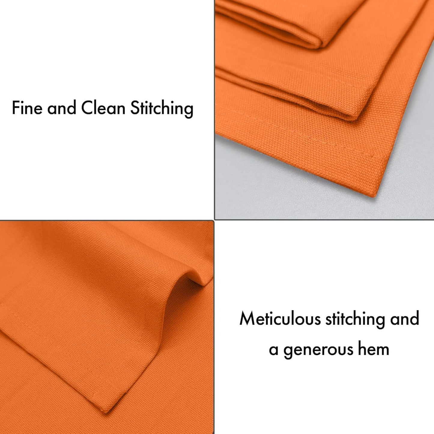 Ruvanti Premium Cloth Napkins Set of 12, 18x18 Inches, 100% Cotton, Washable, Soft & Absorbent, Perfect for Wedding, Christmas, Thanksgiving Dinners - Orange Peel
