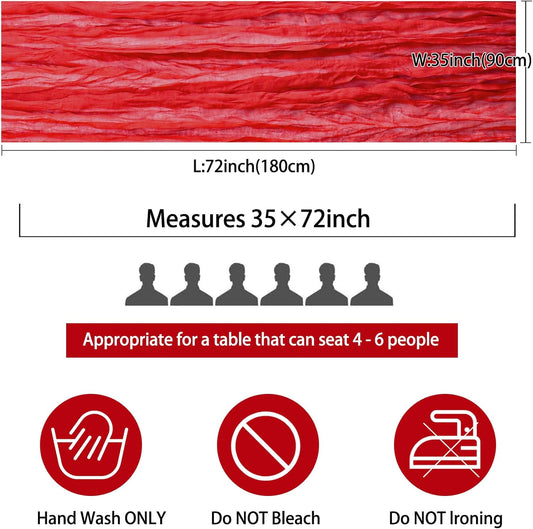 12 Pack Cheesecloth Table Runner 35x72 Inch Boho Gauze Table Runner Rustic Cheese Cloth Long Romantic Table Runners for Wedding Bridal Shower Birthday Party Table Decor (Red)