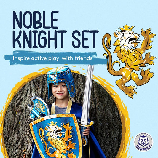 Liontouch - Noble Knight Foam Sword, Shield & Axe, Blue | Playfighting Set for Boys Aged 3-8 Years | Safe Medieval Toy Weapons & Battle Accessories | Pretend Play, Dress Up & Costumes for Kids