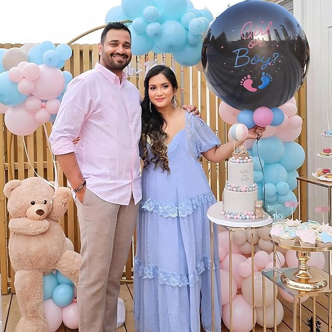 2Pack Gender Reveal Balloons Boy or Girl Balloon with Blue Pink Confetti for Baby Shower Gender Reveal Ideas Party Supplies Decoration Black Colors