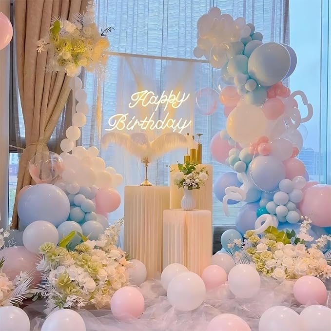 Light Pink Balloons, 140pcs Pastel Pink Pack Party Latex Balloon for Birthday Halloween Holiday Garland as Party Decorations