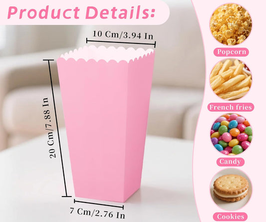 100 Pack Pink Popcorn Boxes, Disposable Popcorn Holders for Birthday Parties, Weddings, Movie Nights, Carnivals, Holidays, Baby Showers