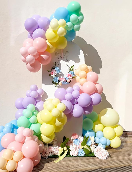 Pastel Rainbow Balloons Arch Garland Kit, Macaron Easter Balloon Arch Kit,18/12/5 In Pastel Spring Balloon Arch for Spring Easter Party Unicorn Birthday Party, Baby Shower Supplies