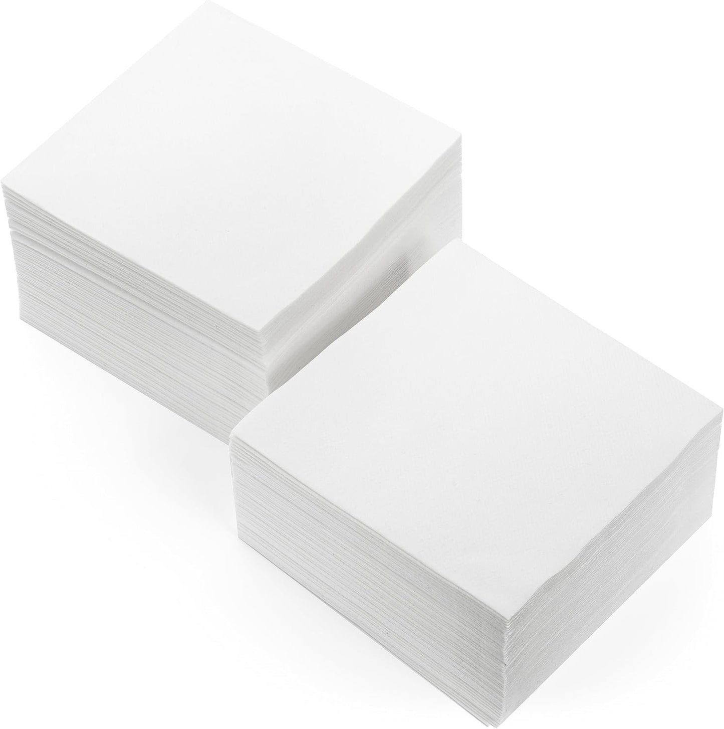 AH AMERICAN HOMESTEAD Cocktail Napkins-Disposable Beverage/Bar Napkins-White Linen-Like Square Napkins-Eco-Friendly & Compostable-Everyday Use, Party or Wedding 4.75inch x 4.75inch (100 Count, White)