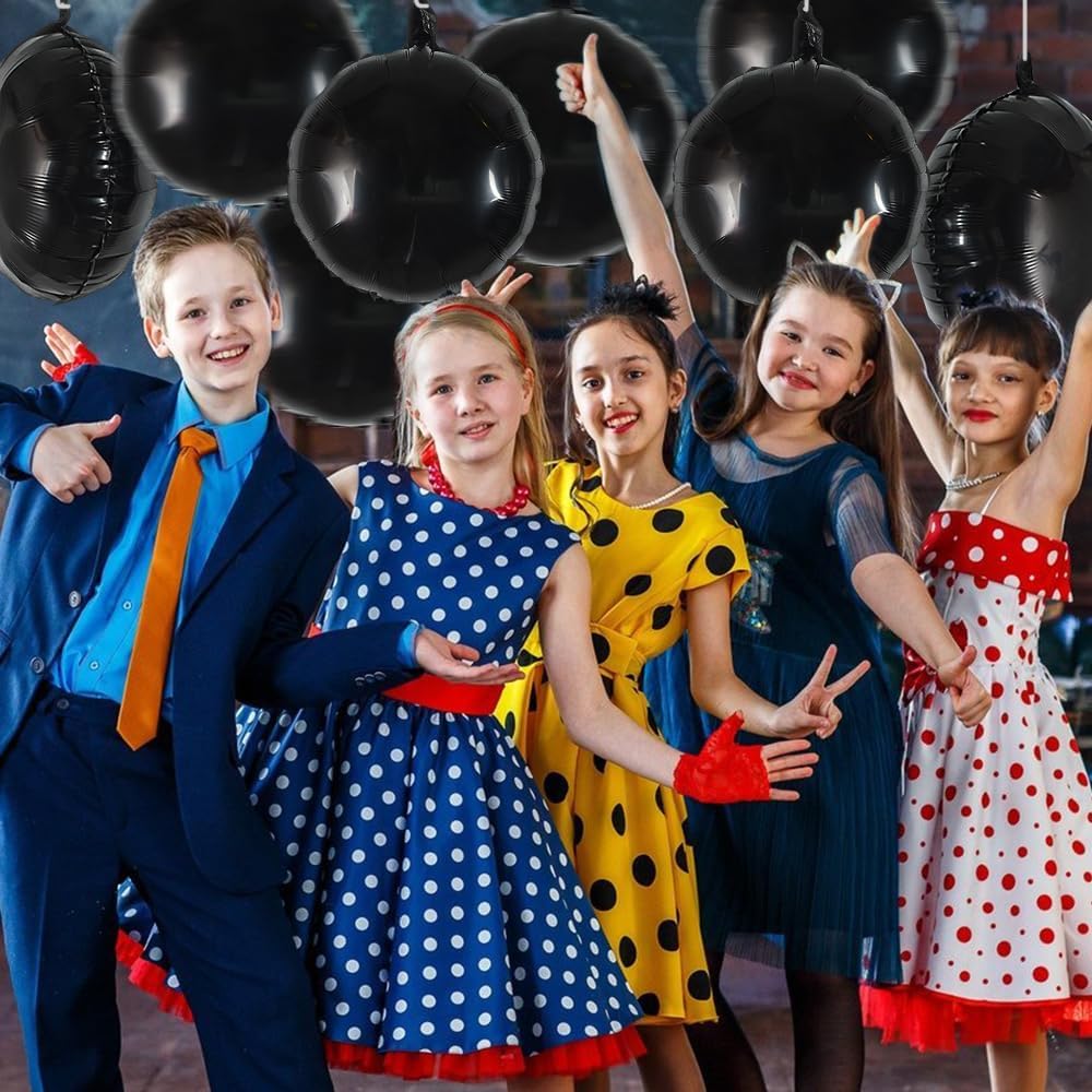 TONIFUL 30Pcs 18 Inch Large Black Round Shape Foil Balloons Big Black Circle Helium Mylar Ballons for New Year Halloween Chrismas Birthday Wedding Baby Shower Anniversary Engagement Party