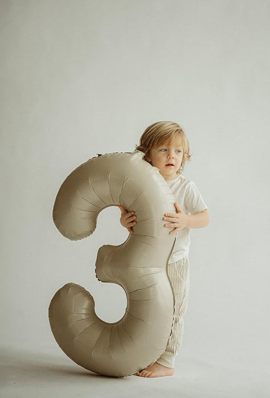 Cream 3 Balloon, Cream Number Balloons 40 Inch, 3rd Birthday Decorations for Kids Girls Boys, Men Women Party Supplies for Party Decorations, Number 3 Balloon