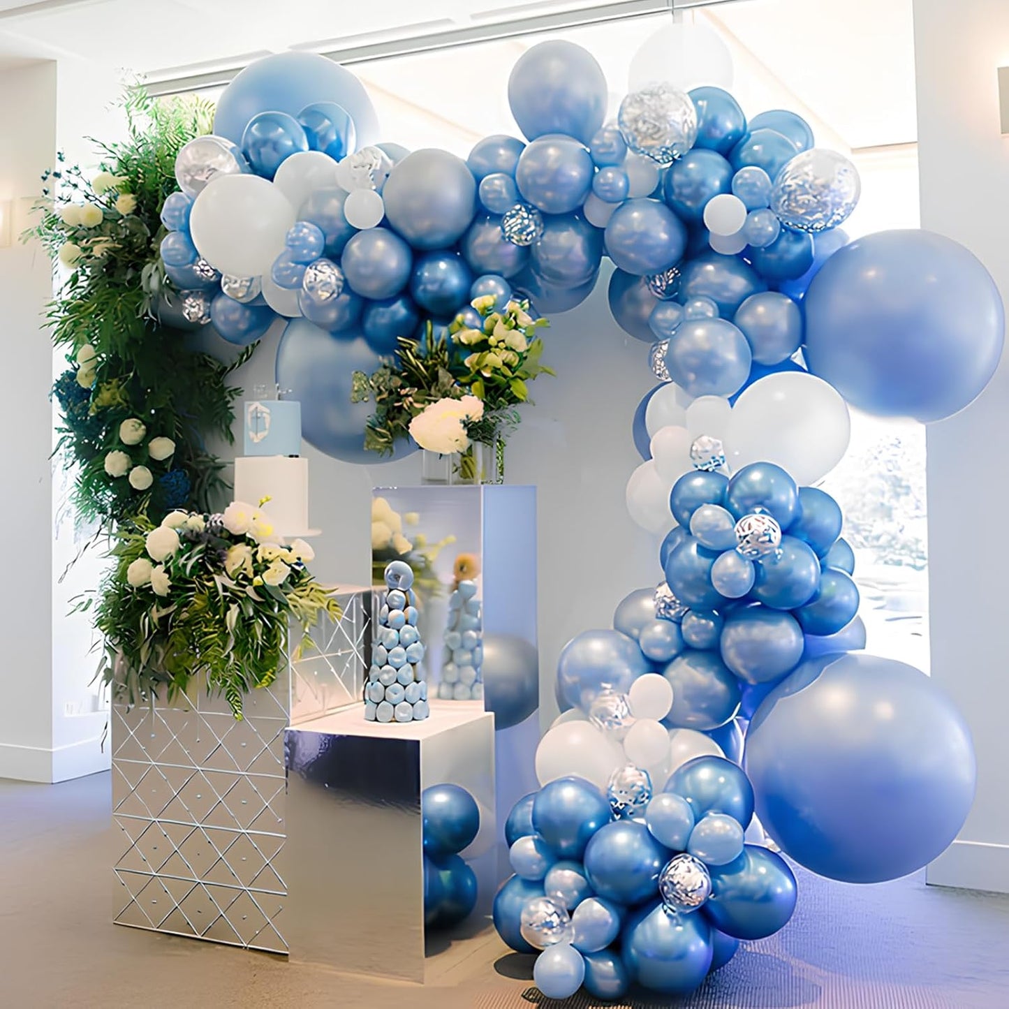 Metallic Blue Latex Balloons, 150pcs 5 inches Round Helium Metallic Blue Balloons for Birthday Baby Shower Wedding Gender Reveal Birthday Party Decorations