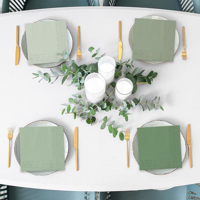Whaline 120 Pieces Sage Green Cocktail Napkin Gradient Color Beverage Luncheon Paper Napkins 2 Ply for Home and Party Favors, 6 Colors
