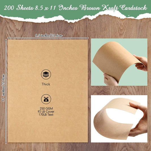 Fainne 200 Sheets 8.5 x 11 Inches Card stock Thick Paper Heavyweight Card Stock Printer Paper 250 GSM 92 lb Cover 170 lb Text for Invitations Menus Crafts DIY Projects(Brown)