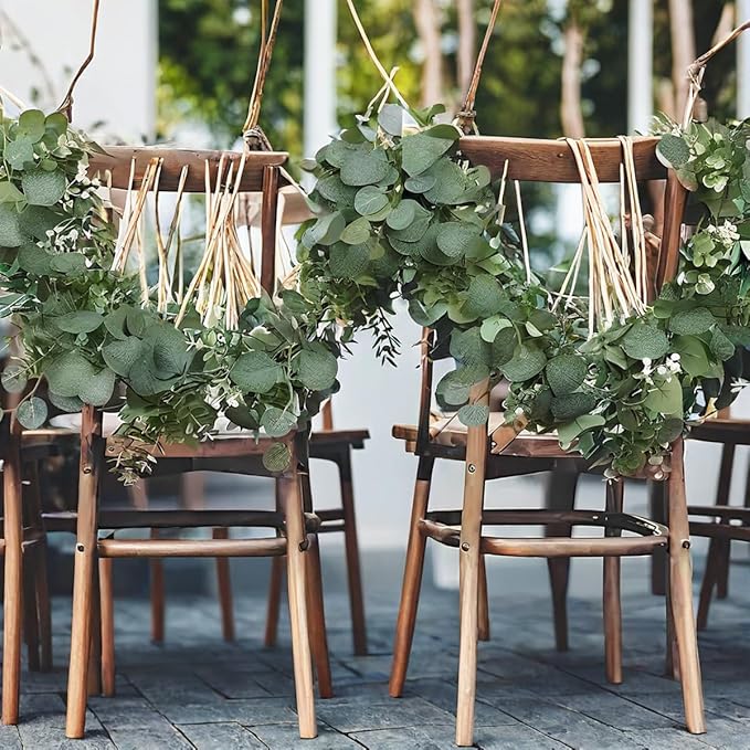 Mavee 3-Pack 5.9ft Artificial Eucalyptus Greenery Garland with Silver Dollar Leaves - Spring Table Runner Vines for Wedding Decor, Home Mantel, Wall Hanging & Party Arrangements