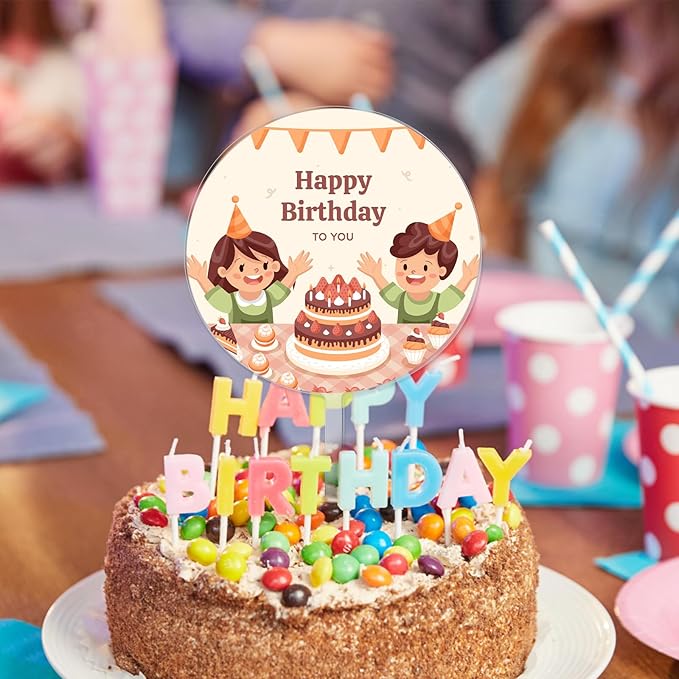 2PCS 4" Custom Cake Topper Blank Clear Acrylic Cakes Toppers, Round Name Cake Toppers Sticks Reusable DIY Birthday Cakes Topper for Personalized Custom Wedding Birthday Festival Party Decorations
