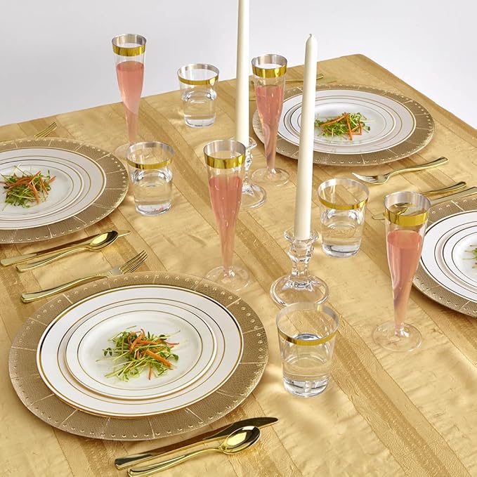 Elegant Disposable Charger Plates For Party - 13” (10 Piece) , Perfect for Celebrations & Events, Gold