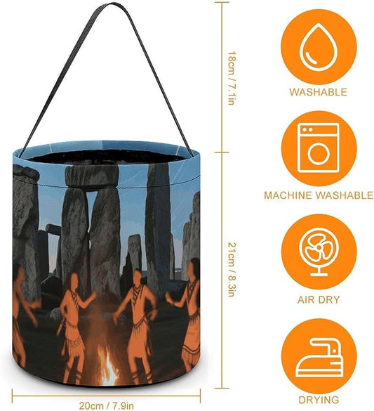 Halloween Candy Bucket - Stonehenge Starry Night Trick Or Treat Candy Bag, Gift Bag for Party Favor Supplies