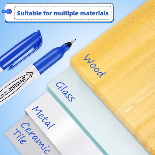 Blue Ultra Fine Point Permanent Markers, 18 Pack, 0.4 mm, Precision Extra Fine Tip for Detailed Writing, Art, Crafts & Labeling on Paper, Plastic, Glass, Metal, Waterproof, Fade-Resistant Ink