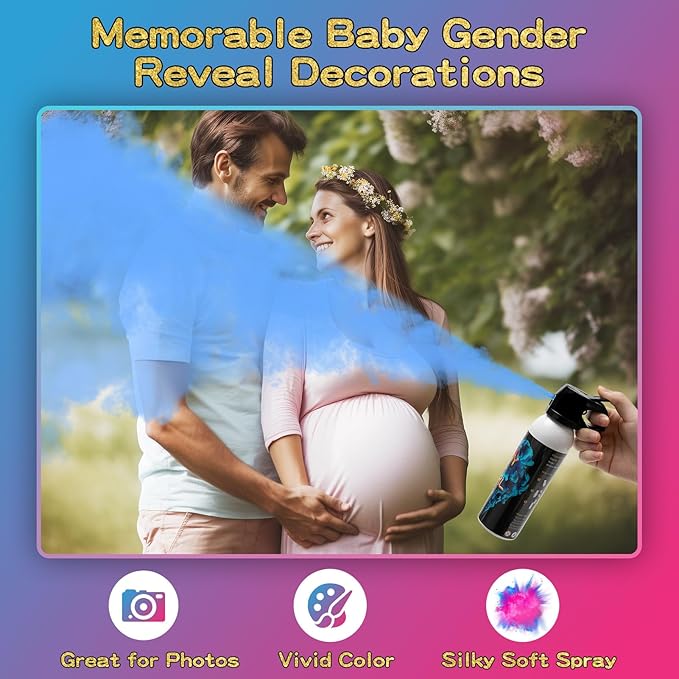 Gender Reveal Fire Extinguisher 2 Pack, Gender Reveal Decor, Baby Girl Reveal Party Ideas 100% Biodegragable for Party Decorations(Blue)