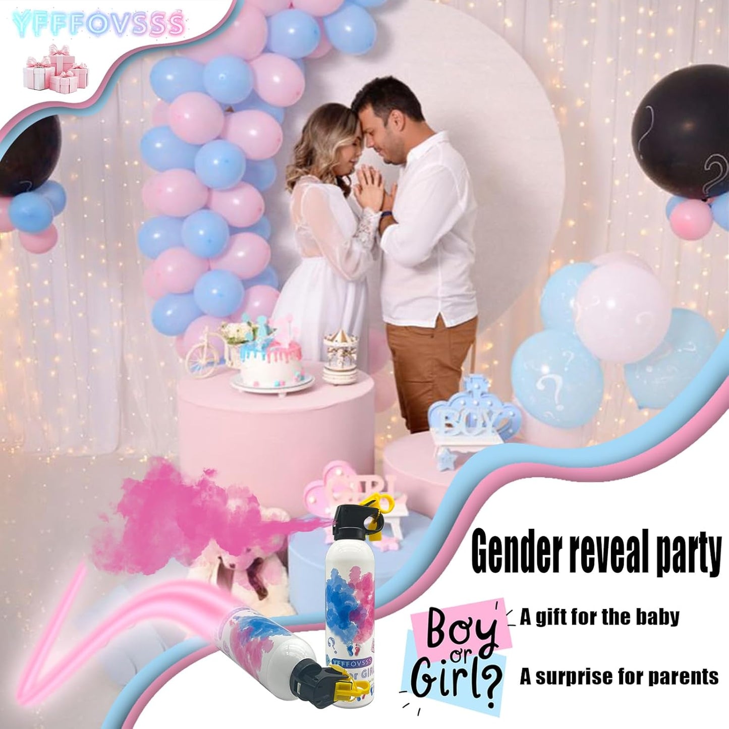 Gender Reveal Fire Extinguisher-2 Packs Pink Gender Reveal Smoke Spray Set for Baby Girl-Biodegradable Party Supplies Ideas & Decorations for Baby Shower (Pink Small)