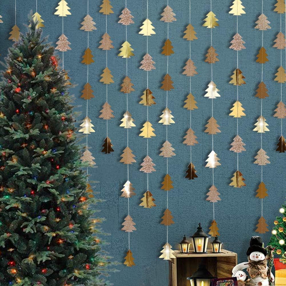 Cheerland Champagne Gold Tree Garland for Woodland Theme Party Decoration Xmas Christmas Hanging Streamer Backdrop Tree Garland Decor for Birthday Party Baby Shower Christmas New Year Decorations