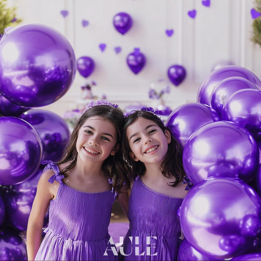 AULE Party Balloons 50 Pcs 12 inch Metallic Dark Purple Balloons Chrome Helium Shiny Latex Balloons Happy Birthday Graduation Gender Reveal Wedding Carnival Decoration