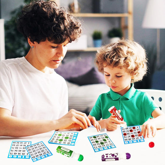 SEETOOOGAMES Disposable Bingo Cards Bulk- 1on Blue Paper (100 Books of 5 Sheets) for Large Groups