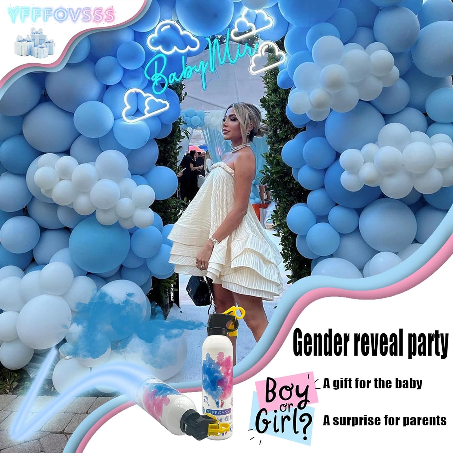 Gender Reveal Fire Extinguisher-2 Packs Blue Gender Reveal Smoke Spray Set for Baby Boy-Biodegradable Party Supplies Ideas & Decorations for Baby Shower (Blue Small)