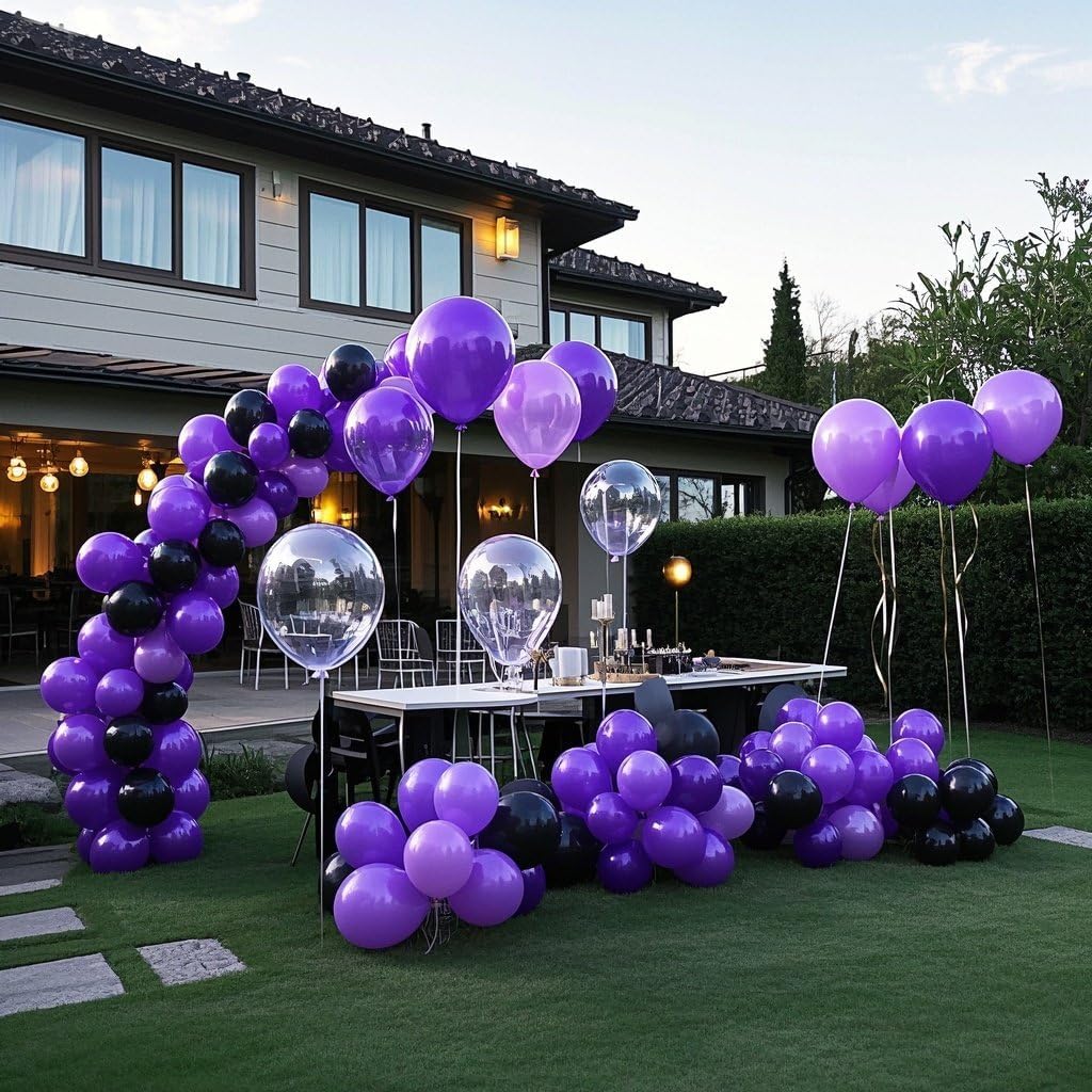 Dark Purple Balloons 145pcs Different Sizes 5in 10in 12in 18in Purple Round Latex Balloon Arch Kit Garland for Graduation Wedding Baby Shower Birthday Party Decoration