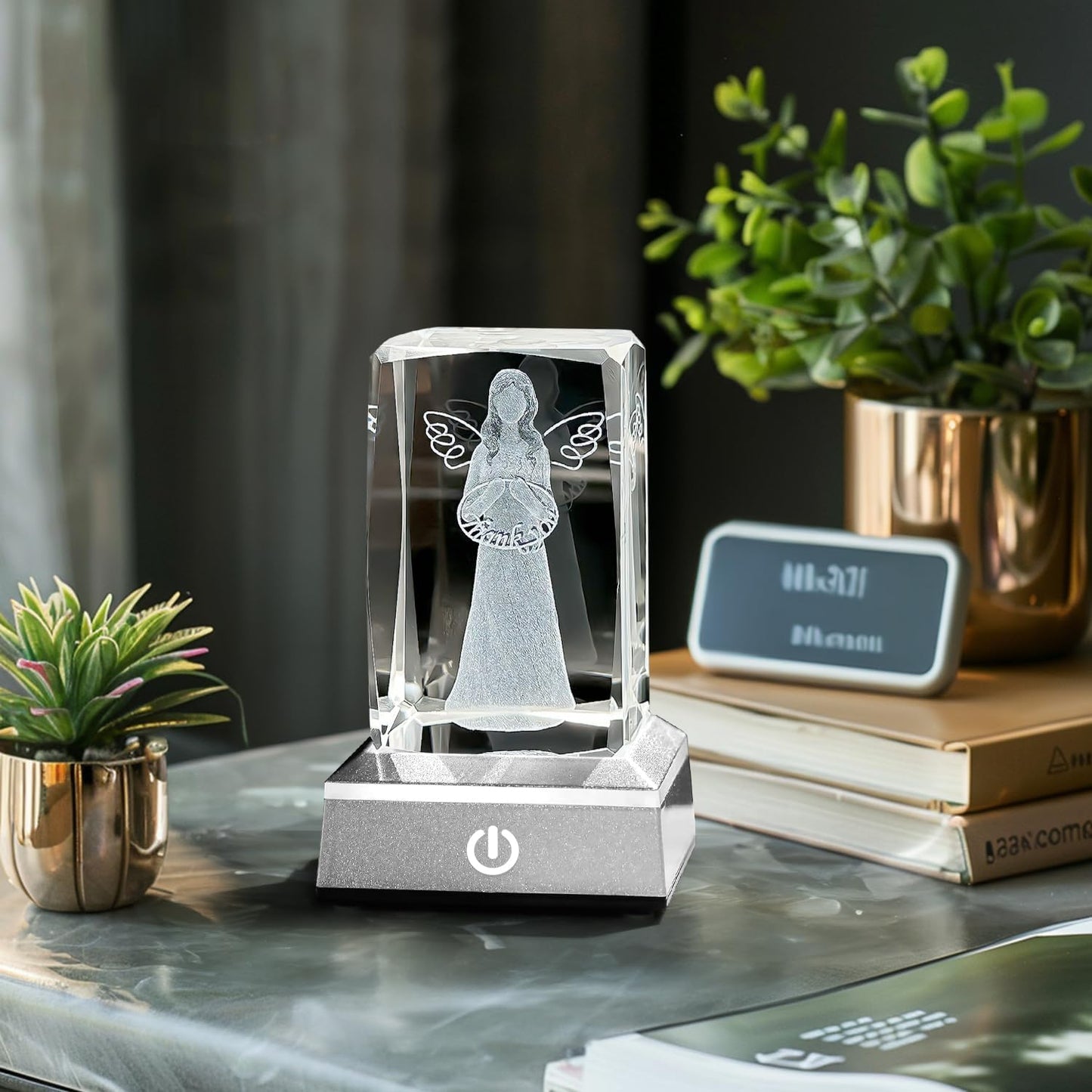 Thank You Gifts for Women - 3D Crystal Angel Figure Thank You Gifts for Teachers Coworkers Boss Nurse Doctor Pastor Employee Appreciation Gifts Wedding Thank You Gift Nightlight with Led Colorful Base