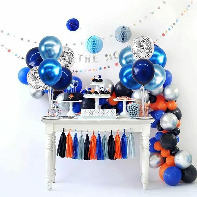 TONIFUL 4 Set Metallic Blue Silver Balloon Stand Centerpiece Table Decorations for Men's Birthday,Father's Day Retirement,Blue Party Decoration,Graduation Decorations 2026,Baby Shower