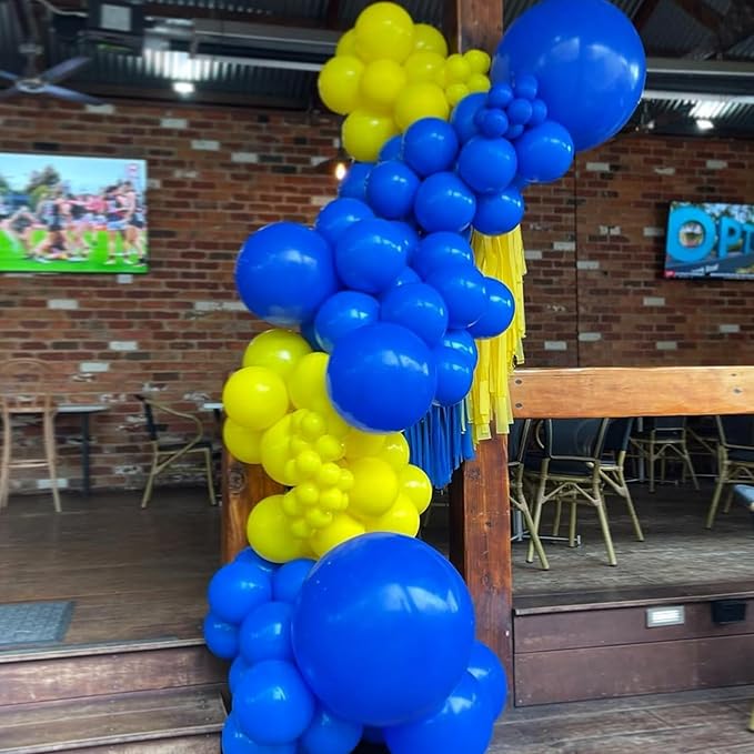 YMSZ Blue and Yellow Balloons Arch Kit, 134pcs Royal Blue and Yellow Balloons for Birthday, Graduation, Baby Shower Party Decorations