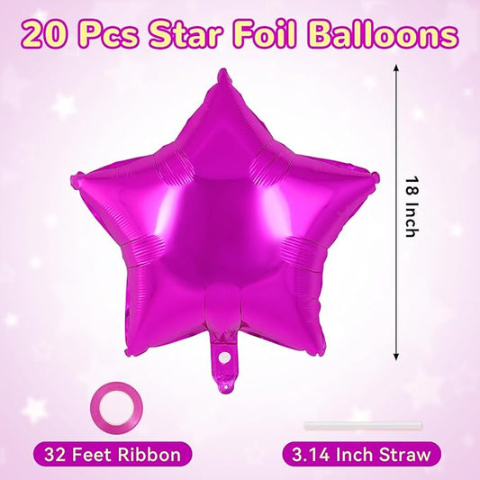 20 Pcs Rosered Star Balloons,18 Inch Star Foil Balloons,Stars Shaped Balloon Mylar Helium Balloon for Birthday Party Anniversary Wedding Baby Shower Decorations (Rosered)