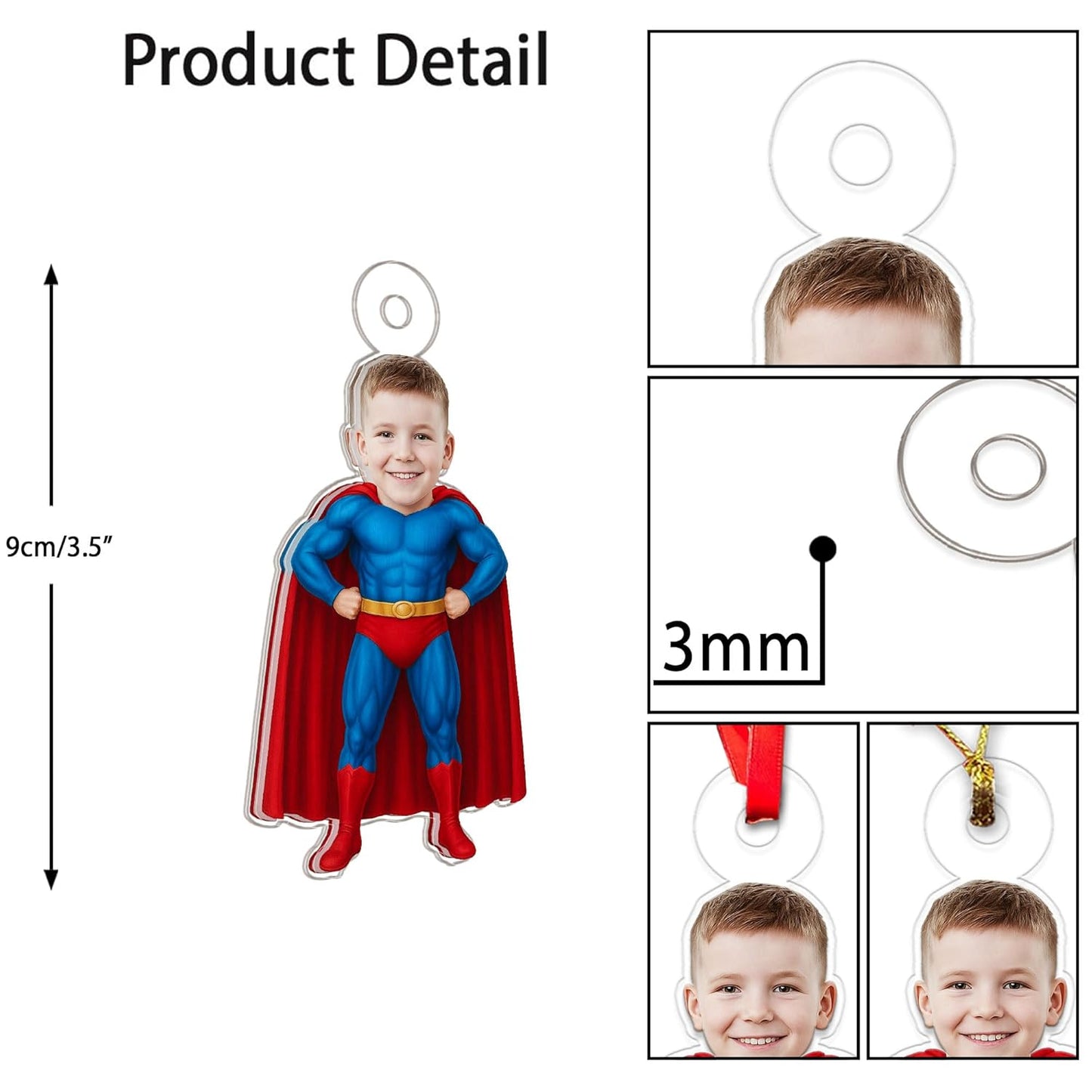 Custom Photo Baby Boy Superman Ornament, Personalized Superhero Christmas Ornament, Baby’s First Christmas Gift Acrylic Ornament – Personalized Christmas Tree Decoration, Custom