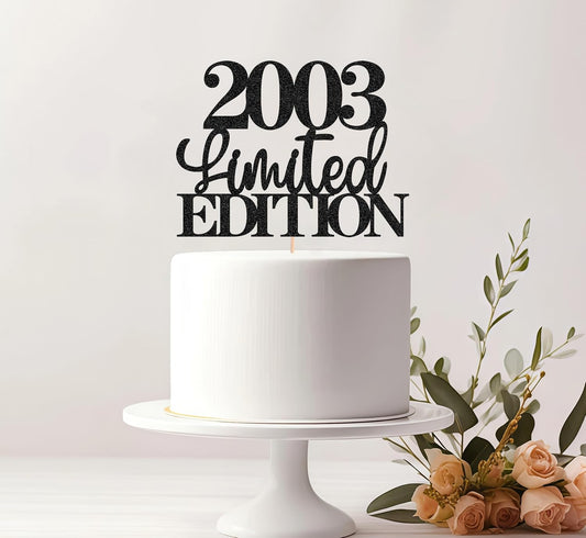 Limited EDITION 2003 Cake Topper - Black Glitter Happy 22nd Birthday Party Cake Decoration Supplies, Cheer to 22 Years Cake Bunting Decor for 22nd Birthday Party Photo Booth Props