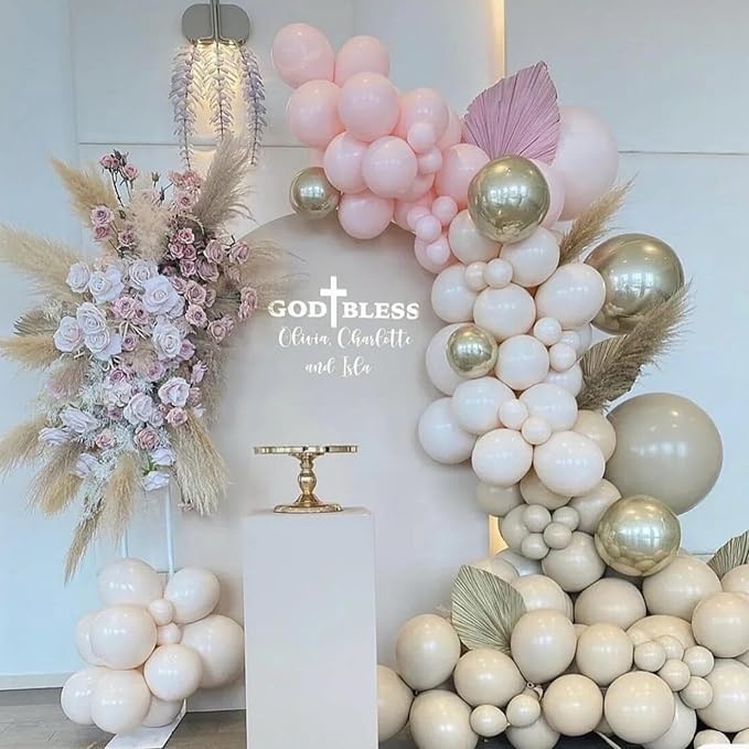 412pcs Sand White Balloon Garland Arch Kit 18 12 10 5 Inch Different Sizes Matte Neutral Latex Cream Balloons for Baby Shower Birthday Wedding Party Decoration