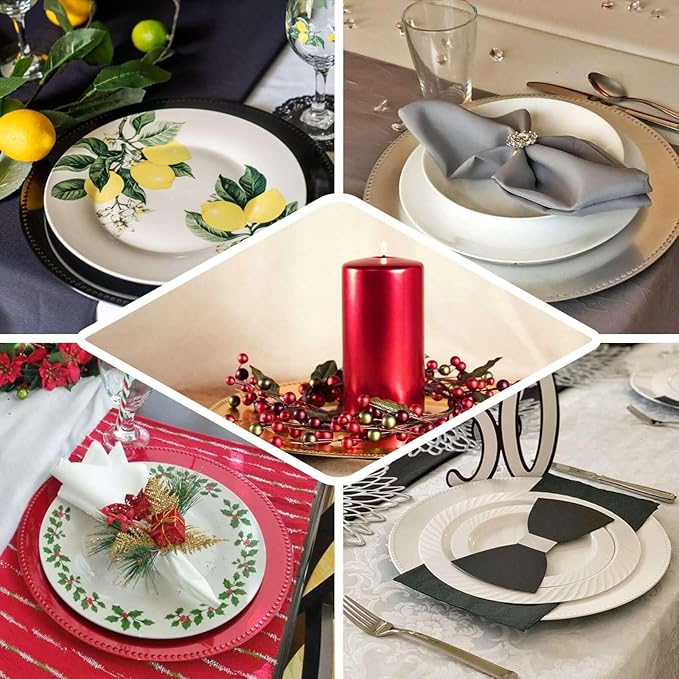 Efavormart 12 pcs 13" Hunter Green Round Charger Plates for Tabletop Decor Holiday Wedding Catering Event Decoration