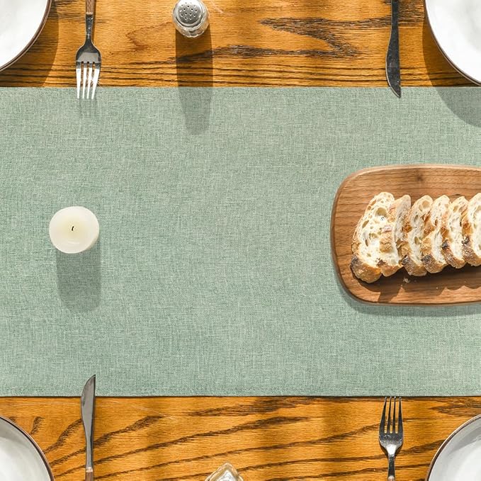 Artoid Mode Sage Green Table Runner, Seasonal Spring Summer Washable Kitchen Dining Table Decoration for Home Party Decor 13x72 Inch