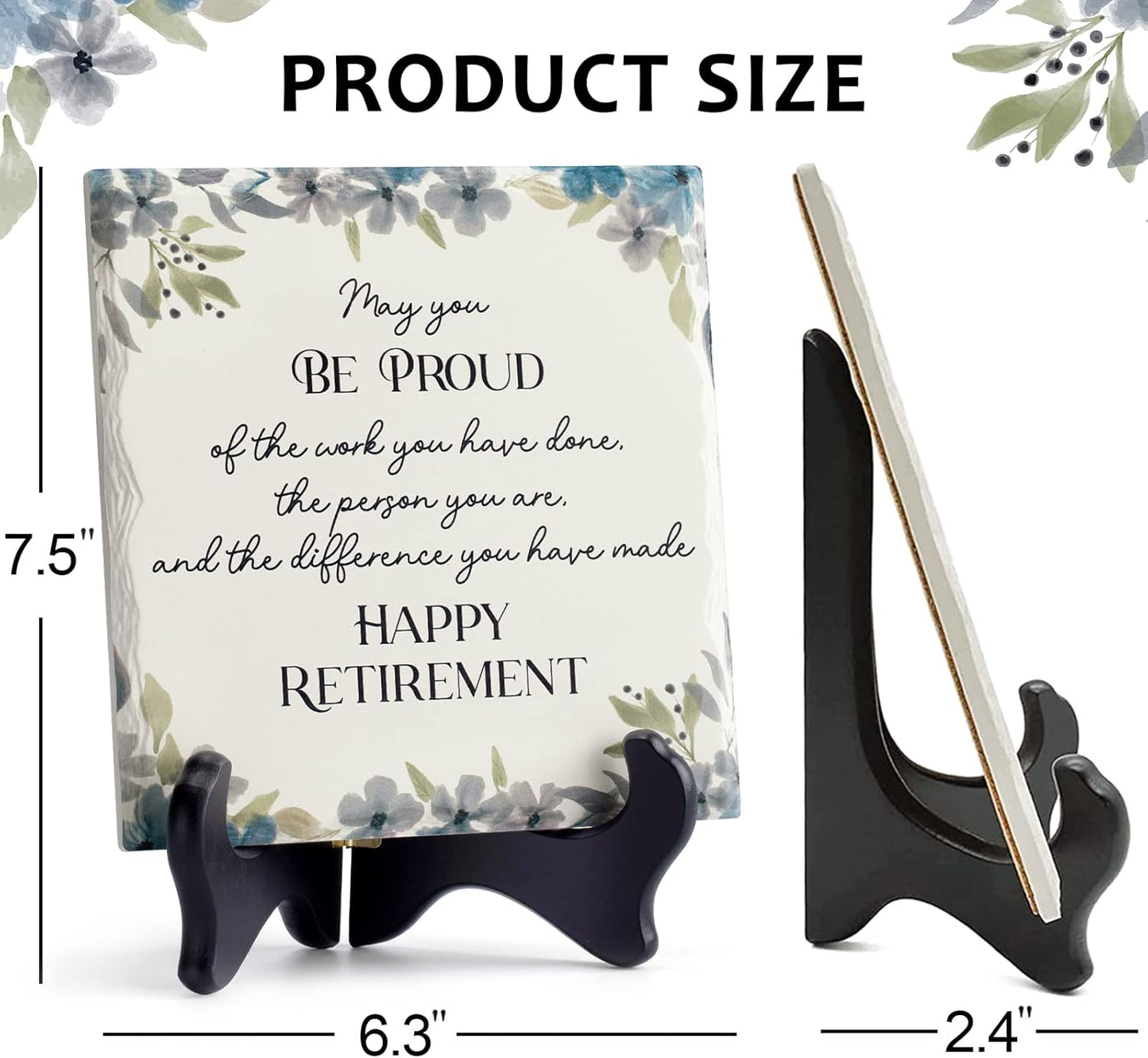 LukieJac Gift Ideas for Retirement Women Men Retirement Party Decoration Best Funny Retirement Gifts for Coworker Dad Police Nurses Ceramic Retirement Plaque Table Decorations (6"*6")