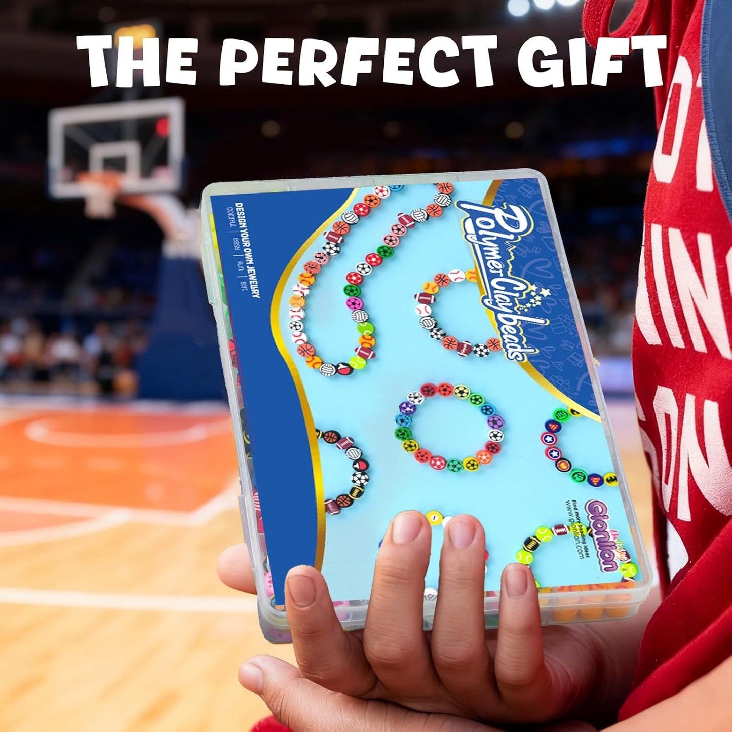 Gionlion Sports Polymer Clay Beads Bracelet Making Kit, Clay Beads with Basketball, Soccer, Baseball, and Football Designs for DIY Jewelry & Craft Projects