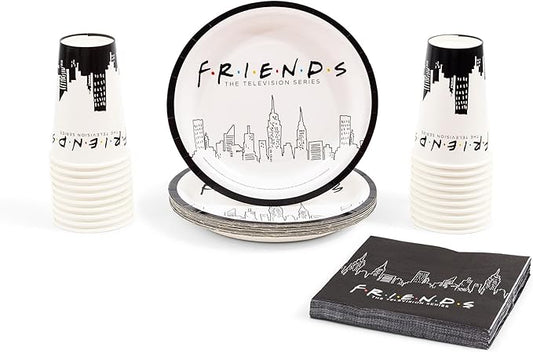 Silver Buffalo Friends the Television Series New York Skyline 60 Pack Partyware Disposable Paper Plates, Napkins, and Cups