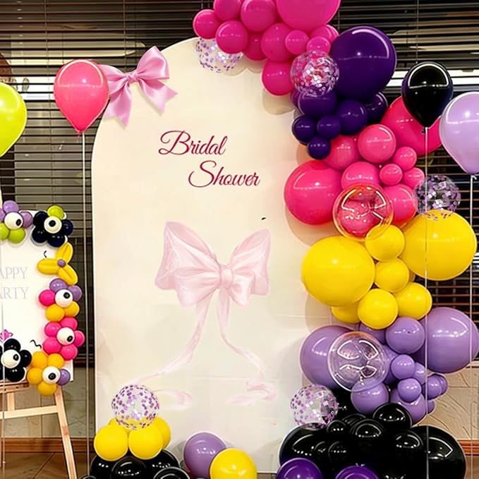 Black Purple Red Yellow Balloon Garland Arch Kit, 167Pcs Latex Balloons Different Sizes 18 12 10 5 inch for Women Princess Girl Birthday Bridal Baby Shower Party Decoration