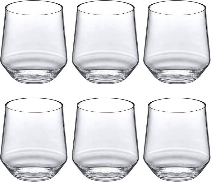 Amazing Abby - Sammy - 14-Ounce Unbreakable Tritan Wine Glasses (Set of 6), Plastic Stemless Wine Tumblers, Reusable, BPA-Free, Dishwasher-Safe, Perfect for Poolside, Outdoors, Camping, and More