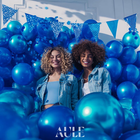 AULE Party Balloons 50 Pcs 12 inch Blue Metallic Chrome Helium Shiny Latex Thicken Balloons Wedding Birthday Baby Shower Graduation Christmas Carnival Party Decorations