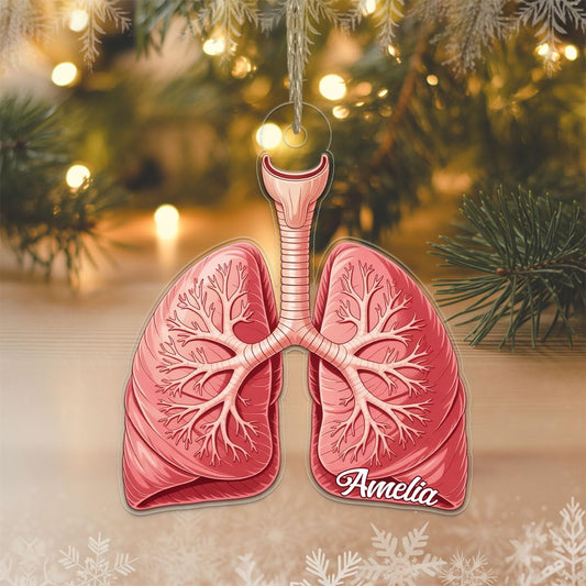 Personalized Human Lungs Ornament, Custom Medical Christmas Ornament, Lungs Gift, Respiratory Therapist Holiday Decoration, Unique Keepsake Acrylic Ornament – Personalized
