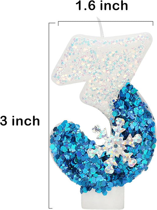 Snow Themed Birthday Candles, Birthday Candle for Party Supplies, Winter Birthday Party Supplies, 2.76 inch Number 30 Candle Cake Topper Decoration (Number 30)