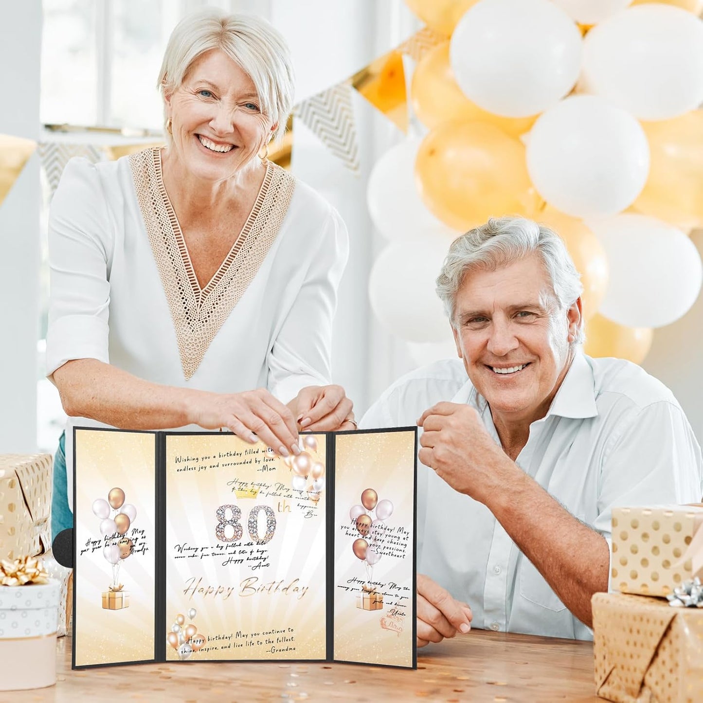 Black Gold Birthday Party Decorations,18" x 12" Creative Birthday Decorations Guest Sign in Book Alternative, for Men and Women of All Ages, Happy Birthday Party Supplies