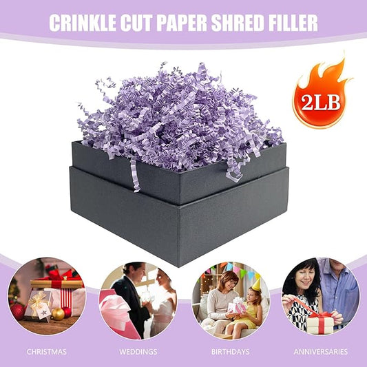 Tisspoms Light Purple Crinkle Cut Paper Shred Filler, 2 LB Basket Filler Shredded Paper, Confetti Stuffing for Basket Filling, Halloween, Thanksgiving, Christmas Gift Wrapping, Stuffer Party Supplies