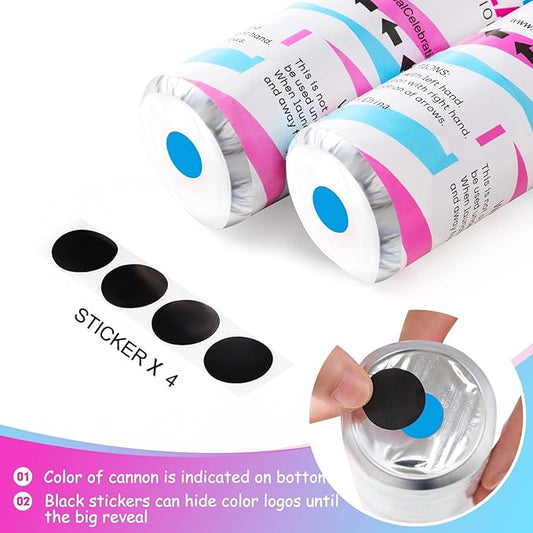 Premium Gender Reveal Confetti Cannon, 4 Pack Blue Gender Reveal Confetti Cannon Popper, for Gender Reveal Decorations